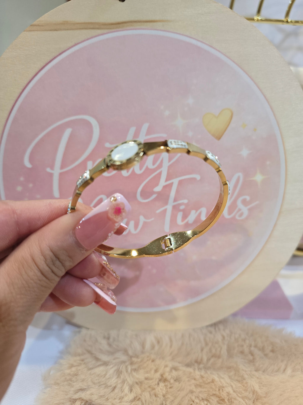 White gold time Bangle
