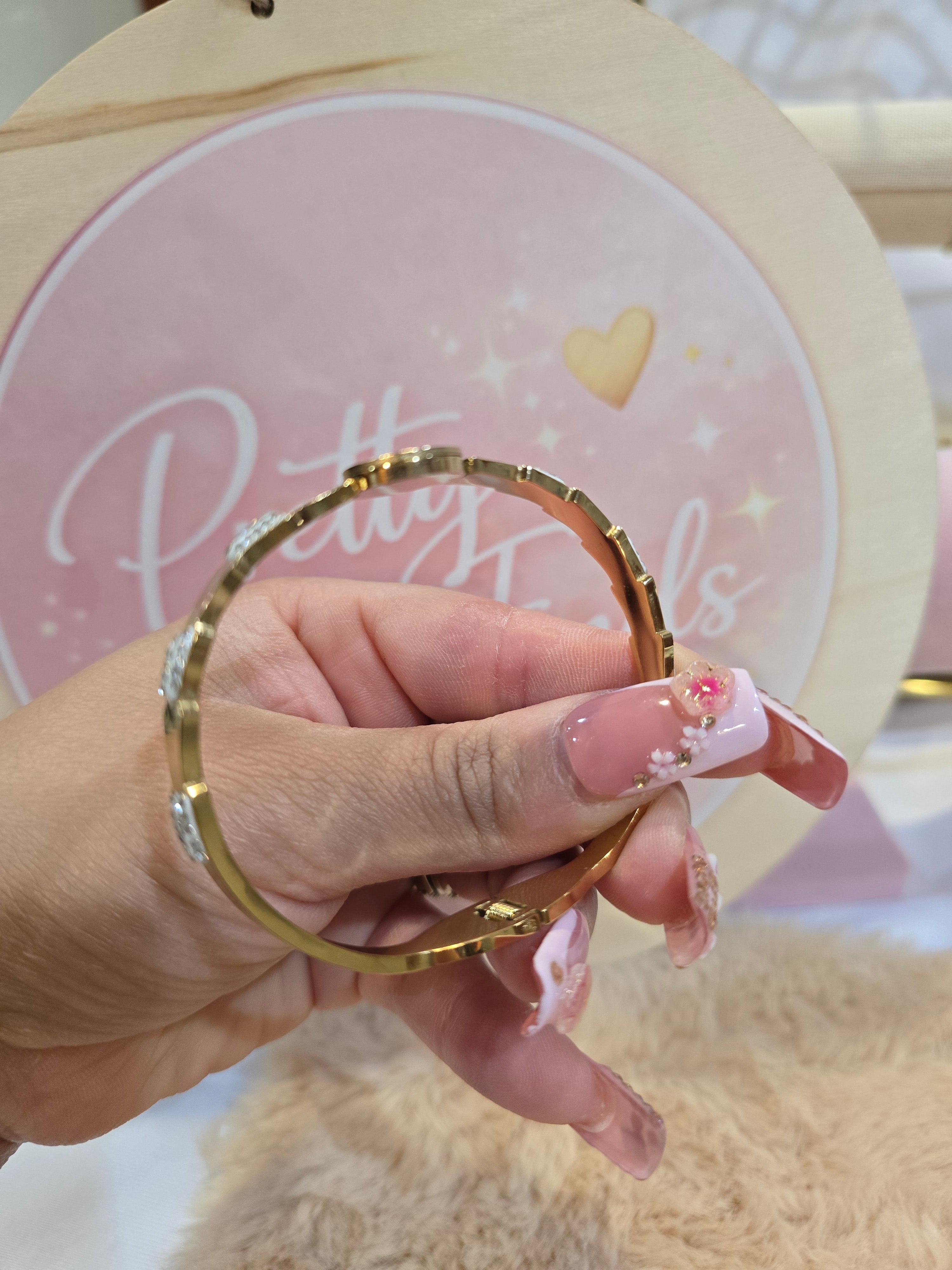 White gold time Bangle