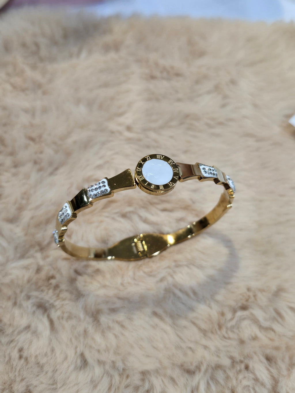 White gold time Bangle